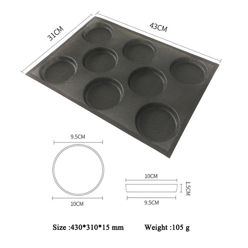 8-Cavity Round Burger Bread Silicone Mold, 44x32x4CM - GreenroseAffiliates
