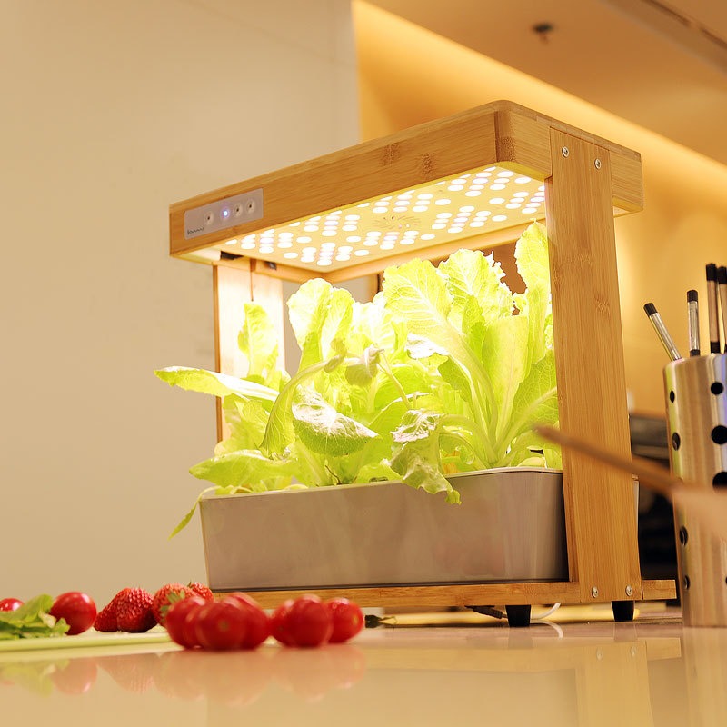 Bamboo Smart Indoor Planter with LED Grow Lights