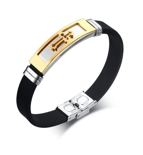 Silicone Bracelet with Rock Style Cross Design